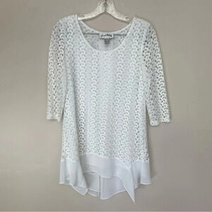 Joseph Ribkoff white  crochet lace shirt 2